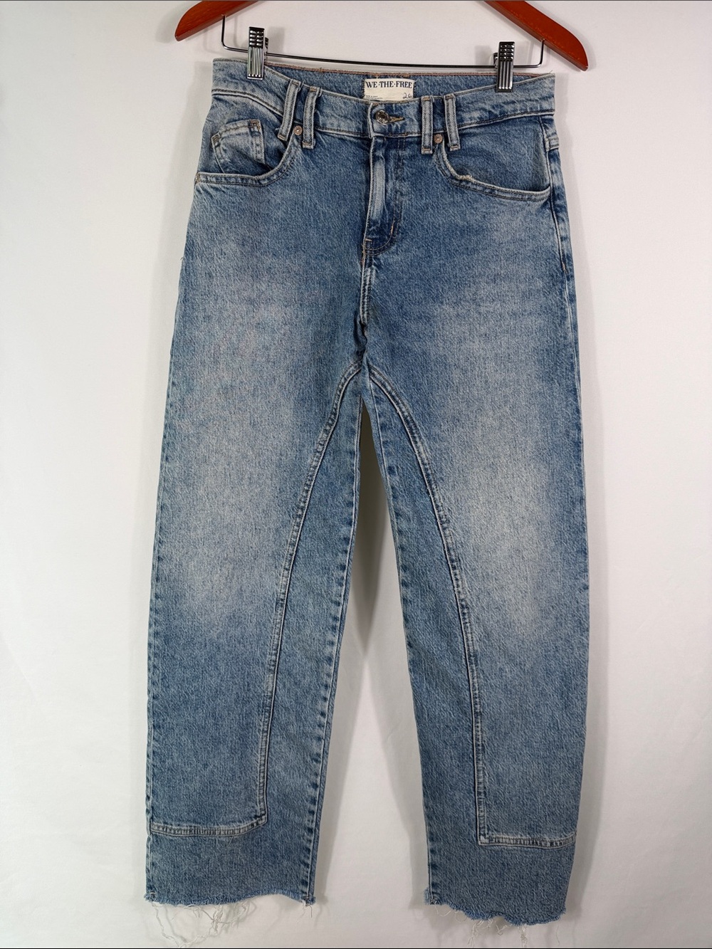 We The Free Light Risk Taker High Rise Raw Hem Denim Jeans. Womens Size 26